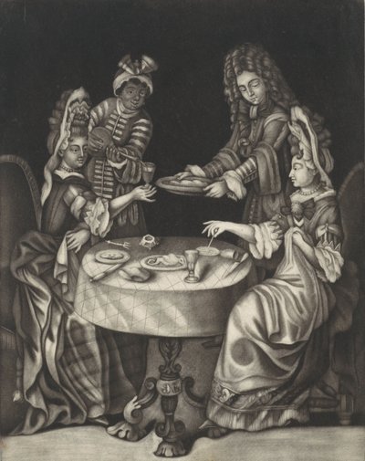 Two ladies dining by Dutch School